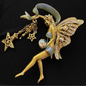 ✨ Rare Signed Kirk’s Folly Vintage Fairy Brooch